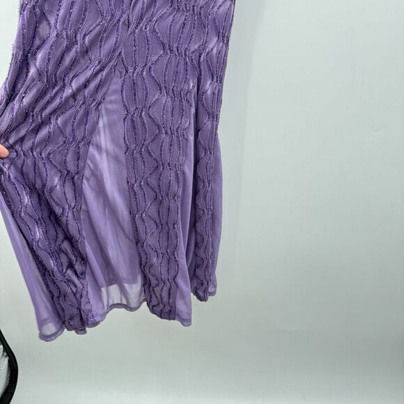 Enfocus Studio Flare Skirt Jersey Stretch Gown Dress Size 4 Purple Sparkle Fairy - Picture 5 of 11